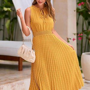 Ruffle sleeveless a line beach sun dress